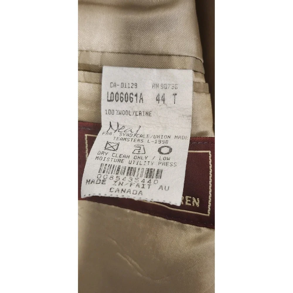 Chaps Ralph Lauren‎ Glen Plaid Blazer Sport Coat Mens 44T Brown Wool Old Career